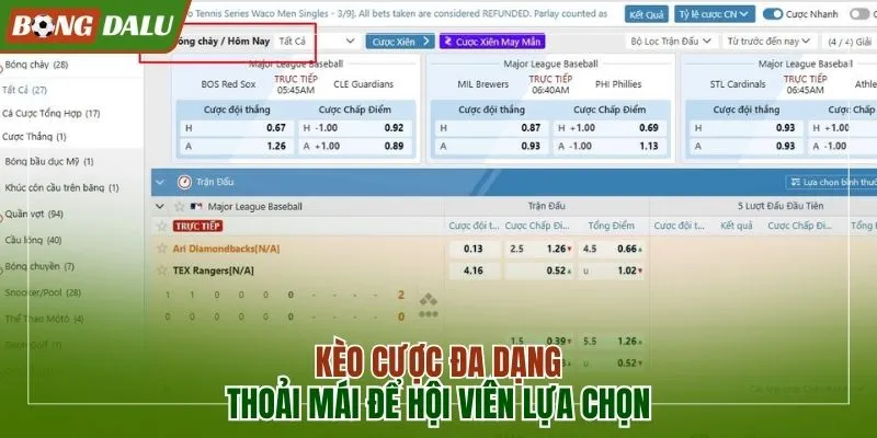 Các dạng kèo đa dạng để tùy chọn